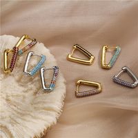 Simple Micro-inlaid Triangle Copper Plated Ear Clip Wholesale Nihaojewelry sku image 6