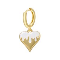 Retro Smooth Heart Drop Oil Pendant Copper Earrings Wholesale Nihaojewelry sku image 1
