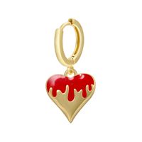 Retro Smooth Heart Drop Oil Pendant Copper Earrings Wholesale Nihaojewelry sku image 2