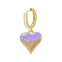 Retro Smooth Heart Drop Oil Pendant Copper Earrings Wholesale Nihaojewelry sku image 3