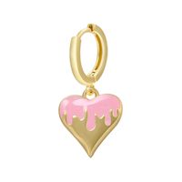 Retro Smooth Heart Drop Oil Pendant Copper Earrings Wholesale Nihaojewelry sku image 6