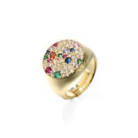 Vintage Round Micro Inlaid Colored Zircon Opening Ring Wholesale Nihaojewelry sku image 2