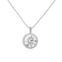 Copper Micro-inlaid Zircon Unicorn Pattern Round Pendant Necklace Wholesale Nihaojewelry sku image 2