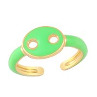 Simple Fashion Color Dripping Hollow Pig Nose Copper Ring Wholesale Nihaojewelry sku image 2