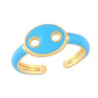 Simple Fashion Color Dripping Hollow Pig Nose Copper Ring Wholesale Nihaojewelry sku image 3