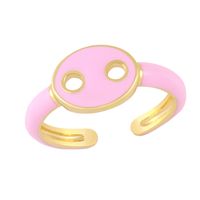 Simple Fashion Color Dripping Hollow Pig Nose Copper Ring Wholesale Nihaojewelry sku image 4