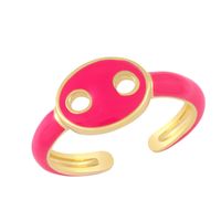 Simple Fashion Color Dripping Hollow Pig Nose Copper Ring Wholesale Nihaojewelry sku image 5