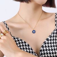Sky Blue Eight-stars Diamond Necklace Titanium Steel Plated 18k Real Gold Wholesale Nihaojewelry sku image 1