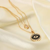 Fashion Zircon Black Demon Eye Pendant Alloy Double Layer Necklace Wholesale Nihaojewelry main image 6