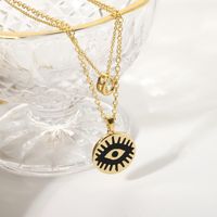 Fashion Zircon Black Demon Eye Pendant Alloy Double Layer Necklace Wholesale Nihaojewelry main image 7
