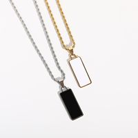 Simple Stainless Steel Square Brand Pendant Twist Necklace Wholesale Nihaojewelry sku image 3