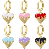 Retro Smooth Heart Drop Oil Pendant Copper Earrings Wholesale Nihaojewelry main image 1