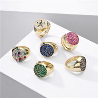 Vintage Round Micro Inlaid Colored Zircon Opening Ring Wholesale Nihaojewelry main image 2
