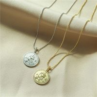 Copper Micro-inlaid Zircon Unicorn Pattern Round Pendant Necklace Wholesale Nihaojewelry main image 1