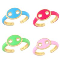 Simple Fashion Color Dripping Hollow Pig Nose Copper Ring Wholesale Nihaojewelry main image 1