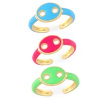 Simple Fashion Color Dripping Hollow Pig Nose Copper Ring Wholesale Nihaojewelry main image 3