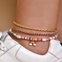 Koreanischer Stil Regenbogen Anhänger Hit Farbe Perlen Perle Mehrschichtige Fußkettchen Großhandel Nihaojewelry main image 1