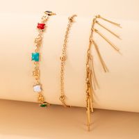 New Color Drip Oil Geometric Anklet Three-piece Set Wholesale Nihaojewelry main image 1