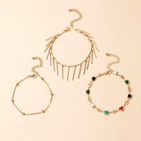 New Color Drip Oil Geometric Anklet Three-piece Set Wholesale Nihaojewelry main image 6