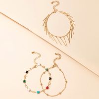 New Color Drip Oil Geometric Anklet Three-piece Set Wholesale Nihaojewelry main image 7