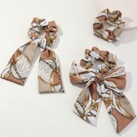 Retro Floral Knotted Ribbon Silk Scarf Bow Knot Hair Scrunchies Set Wholesale Nihaojewelry main image 2