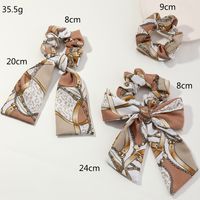 Retro Floral Knotted Ribbon Silk Scarf Bow Knot Hair Scrunchies Set Wholesale Nihaojewelry main image 5