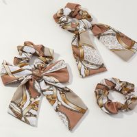 Retro Floral Knotted Ribbon Silk Scarf Bow Knot Hair Scrunchies Set Wholesale Nihaojewelry sku image 1