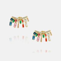 New Fashion Color Zircon Gold-plated Irregular Copper Earrings Wholesale Nihaojewelry sku image 3