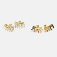 New Fashion Color Zircon Gold-plated Irregular Copper Earrings Wholesale Nihaojewelry main image 4