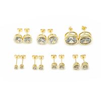 Fashion Round Single Diamond Copper Earrings Wholesale Nihaojewelry main image 1