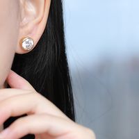 Fashion Round Single Diamond Copper Earrings Wholesale Nihaojewelry main image 3