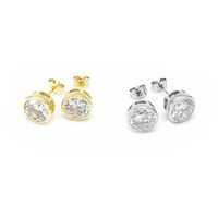 Fashion Round Single Diamond Copper Earrings Wholesale Nihaojewelry main image 4