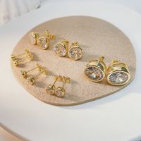 Fashion Round Single Diamond Copper Earrings Wholesale Nihaojewelry main image 5