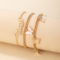 Simple Butterfly Alphabet Three-piece Alloy Anklet Wholesale Nihaojewelry main image 3