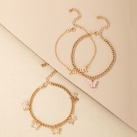 Simple Butterfly Alphabet Three-piece Alloy Anklet Wholesale Nihaojewelry main image 7