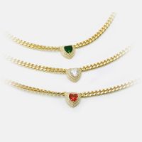 موضة الذهب مطلي القلب الزركون قلادة بالجملة Nihaojewelry main image 5