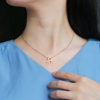 Fashion Inlaid Zircon Hollow Bear Geometric Copper Necklace Wholesale Nihaojewelry main image 3