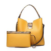 Women's Large Pu Leather Solid Color Vintage Style Square Buckle Bag Sets main image 1