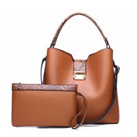 Women's Large Pu Leather Solid Color Vintage Style Square Buckle Bag Sets main image 2