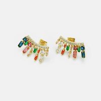New Fashion Color Zircon Gold-plated Irregular Copper Earrings Wholesale Nihaojewelry sku image 4