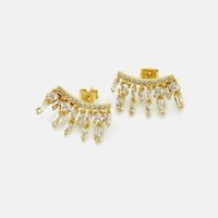 New Fashion Color Zircon Gold-plated Irregular Copper Earrings Wholesale Nihaojewelry sku image 2
