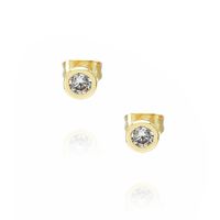 Fashion Round Single Diamond Copper Earrings Wholesale Nihaojewelry sku image 1