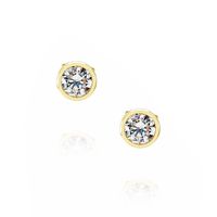 Fashion Round Single Diamond Copper Earrings Wholesale Nihaojewelry sku image 6