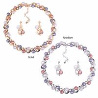 Fashion Multicolor Imitation Pearl Beaded Necklace Earrings Set Wholesale Nihaojewelry main image 1