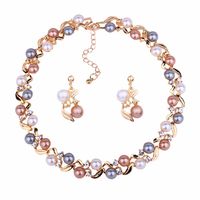 Fashion Multicolor Imitation Pearl Beaded Necklace Earrings Set Wholesale Nihaojewelry sku image 1