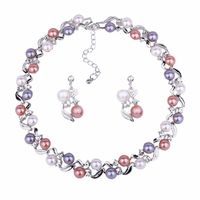 Fashion Multicolor Imitation Pearl Beaded Necklace Earrings Set Wholesale Nihaojewelry sku image 2