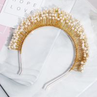 European And American Luxury Handmade Pearl Alloy Headband Nhhs154288 sku image 1