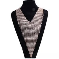 Fashion New Tassel V-shaped Luxury Rhinestone Jewelry Punk Party Dress Accessories Exaggerated Necklace sku image 1