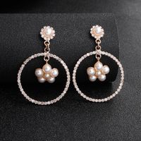 Fashion Exaggerated Retro Circle Pearl Diamond Earrings For Women Jewelry sku image 1