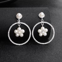 Fashion Exaggerated Retro Circle Pearl Diamond Earrings For Women Jewelry sku image 2